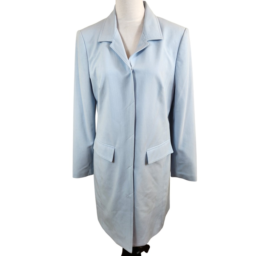 Emma James Womens Light Blue Jacket Long Sleeve Button Front‎ Lined Size 10 Coat